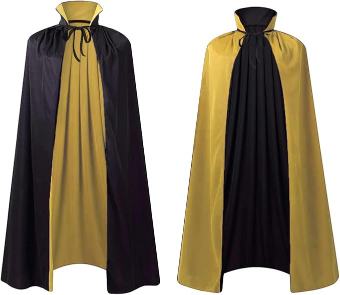 Stand Collar with Hood Reversible Cloak Masquerade Cape Costume, Black and Red | Amazon (US)