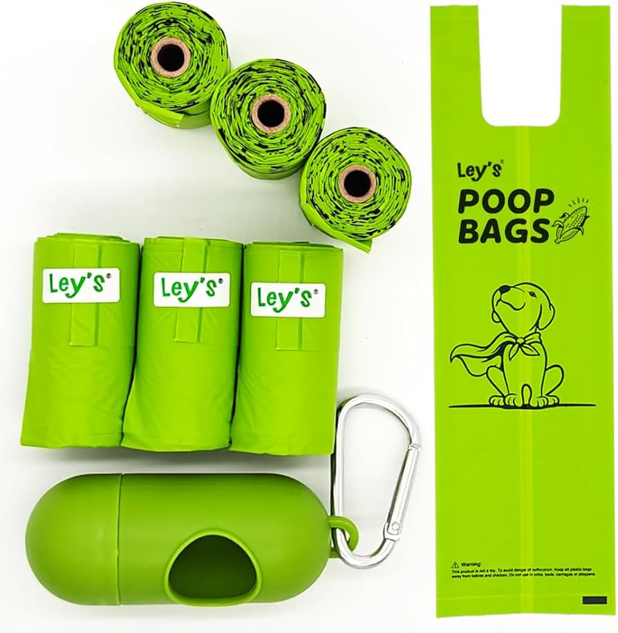 Ley's Compostable Dog Poop Bags, Plant-Based Biodegradable Doggie Waste Bags with Easy Tie Handle... | Amazon (US)
