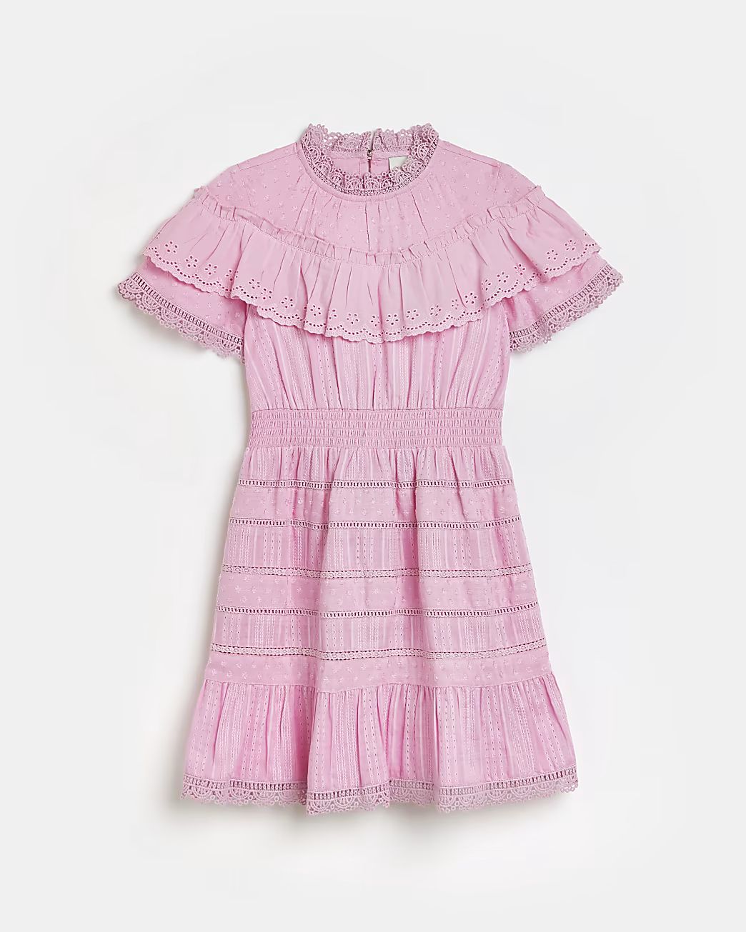 Girls pink broderie design frill dress | River Island (UK & IE)