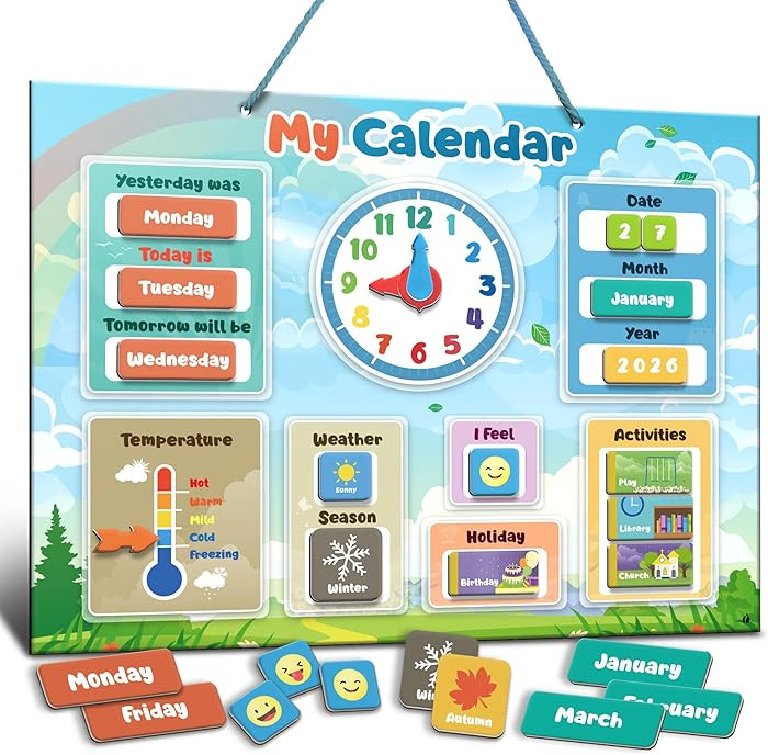 inamio Magnetic Kids Calendar for Learning - Classroom, Preschool Calendar for Kids and Toddlers ... | Amazon (US)