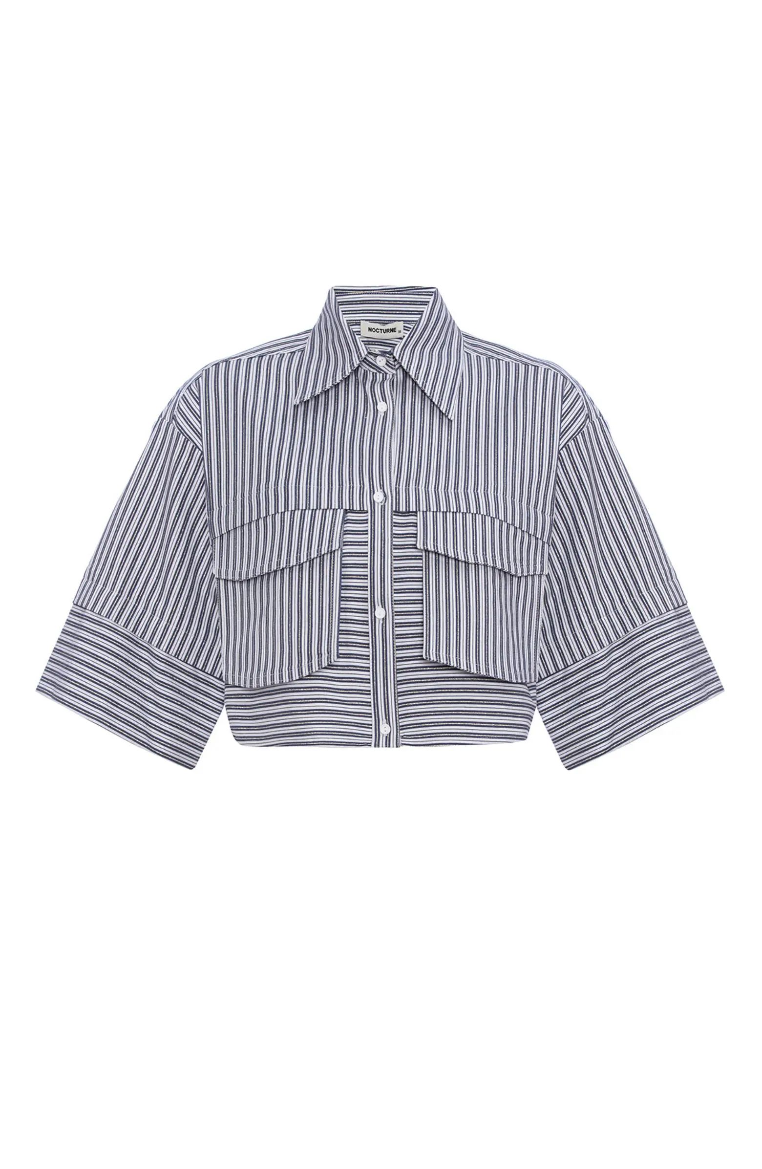 NOCTURNE Striped Crop Shirt | Nordstrom | Nordstrom