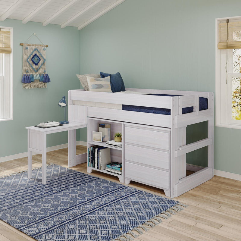 Modern Farmhouse Twin Low Loft Bed With Desk & Storage | max & lily