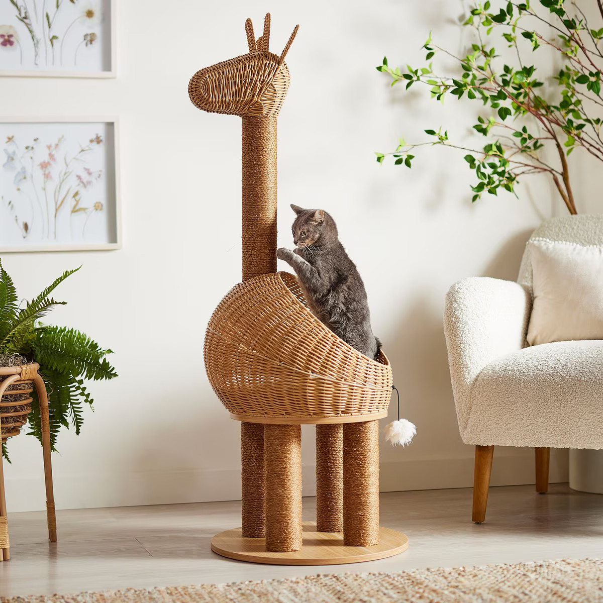 Frisco Giraffe 51" Wicker Cat Tree & Condo | Chewy.com
