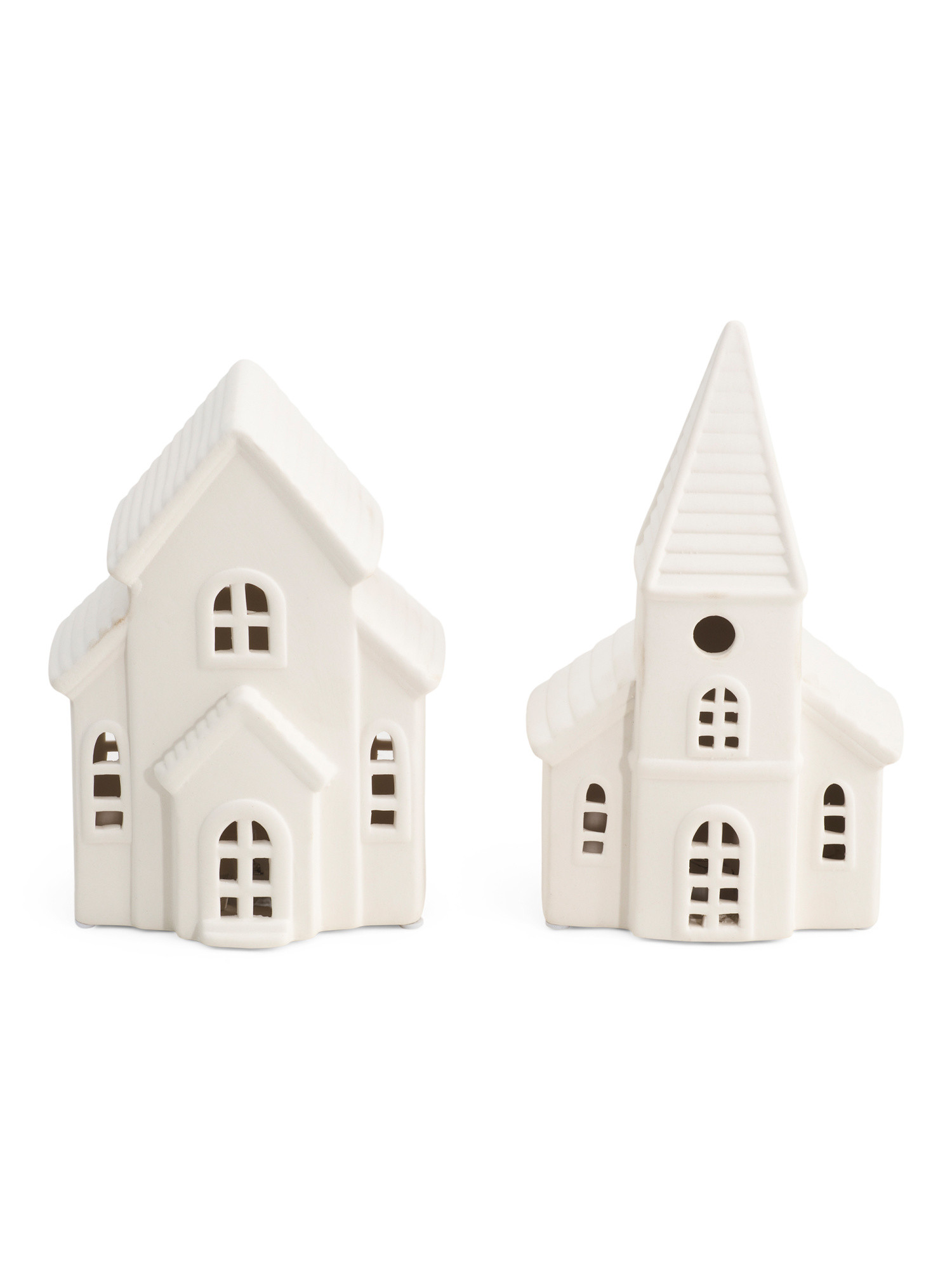 Set Of 2 8in Porcelain Led Houses | Marshalls