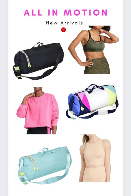 All in Motion Duffle Travel Bag, mesh sports bra, pullover sweatshirt, & high neck bralette

#LTKfit #LTKFind #LTKstyletip