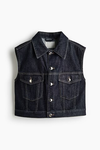 H & M - Cropped Denim Vest - Blue | H&M (US + CA)