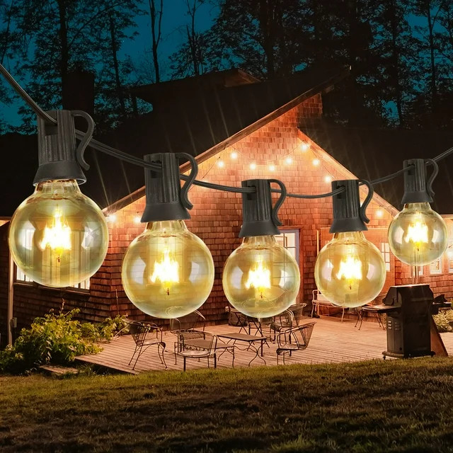 Globe String Lights, 50Ft G40 Outdoor String Lights with 50 Pcs 5W Clear Bulbs (4 Spare), 2200K W... | Walmart (US)