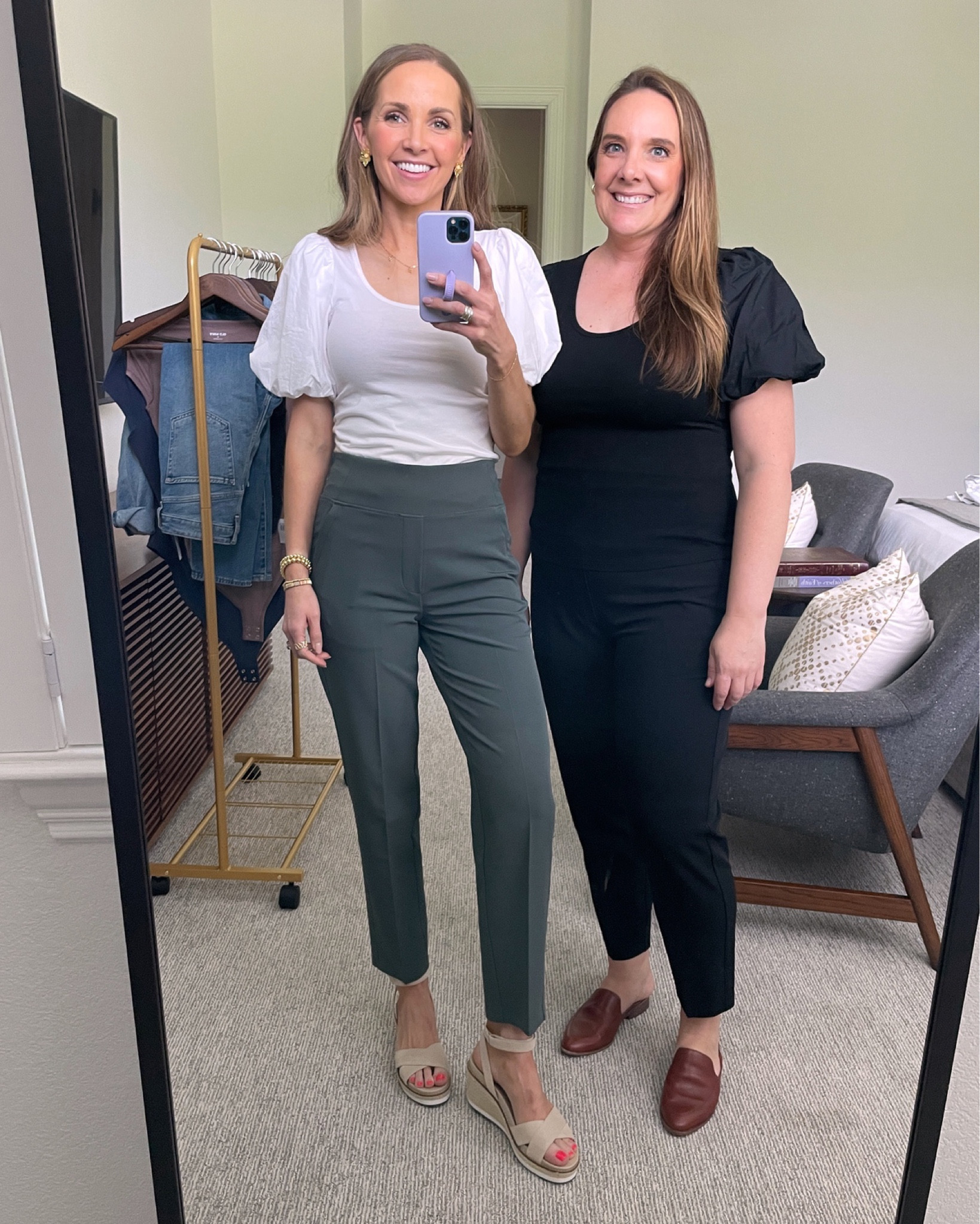 @athleta pants for work or everyday- super easy to dress up or down! // Merrick wearing size 2 in pants and XS in top, Kristy wearing size 14 in pants and L in top

#LTKworkwear #LTKFind #LTKstyletip