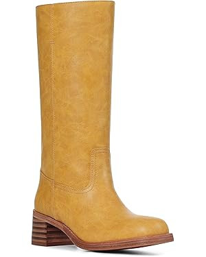 VOMIRA Women's Knee High Boots Wide Calf Boots Black Boots Square Toe Chunky Block Heel Long Boot... | Amazon (US)