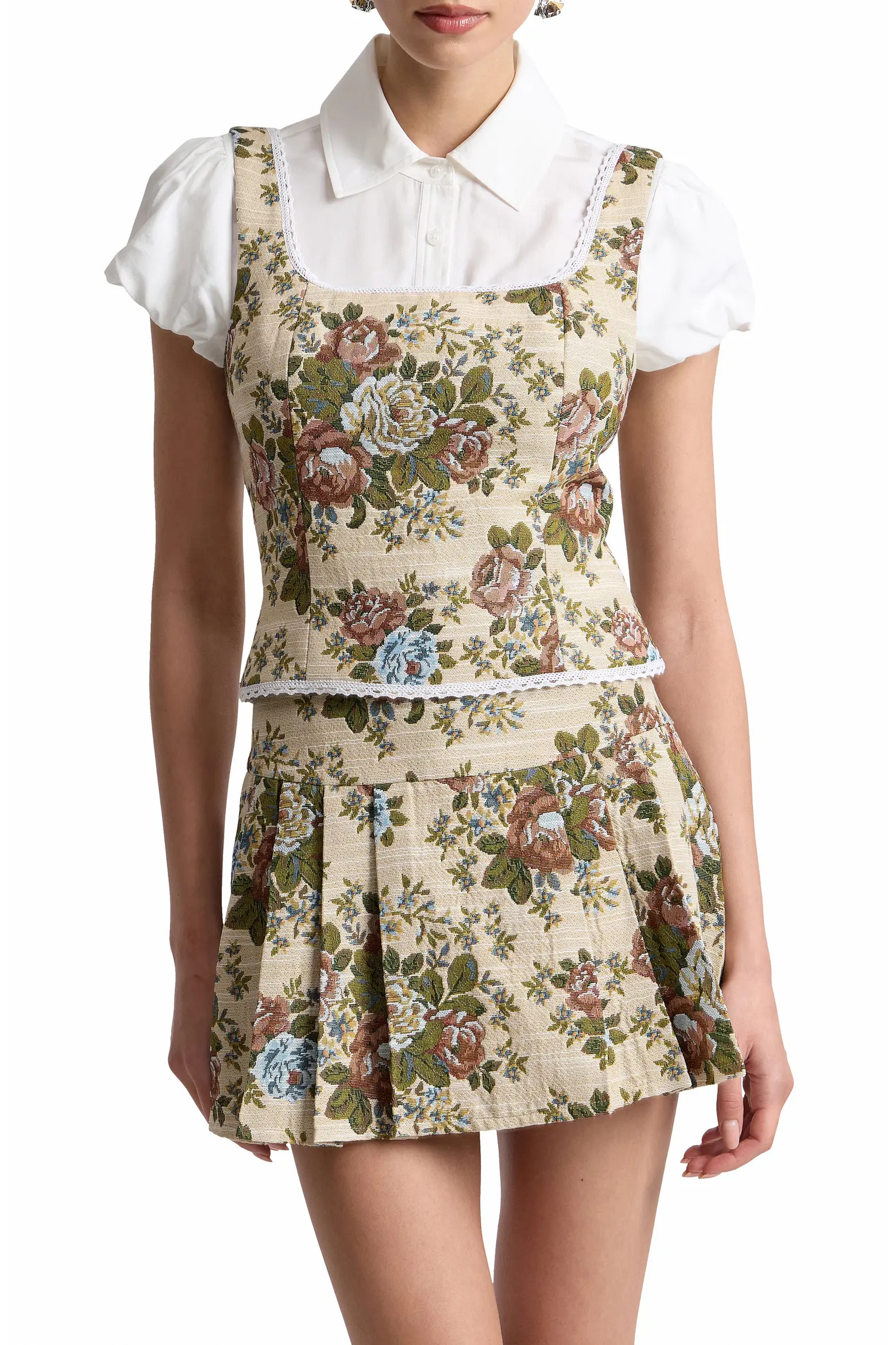 Avec Les Filles Floral Tapestry Lace Trim Shell (Women) | Nordstrom | Nordstrom