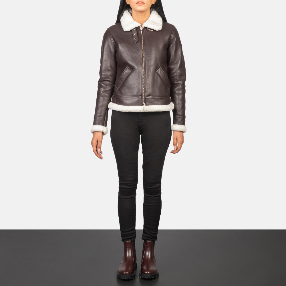 Sherilyn B-3 Maroon Leather Bomber Jacket | The Jacket Maker