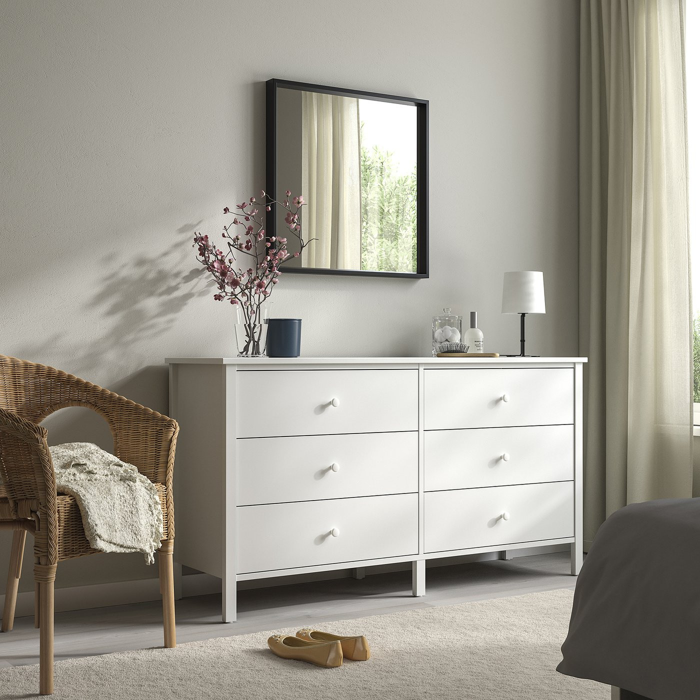 IKEA KILBERGET 6-drawer dresser, white/anchor/unlock function, 56 3/4x30 3/4 | IKEA US