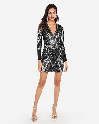 Patterned Sequin Mini Dress | Express