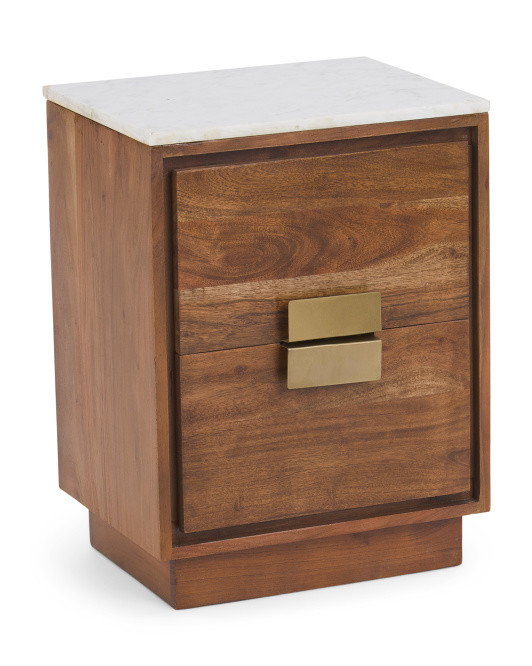 2 Drawer Marble Top Bedside Table | Global Home | Marshalls | Marshalls