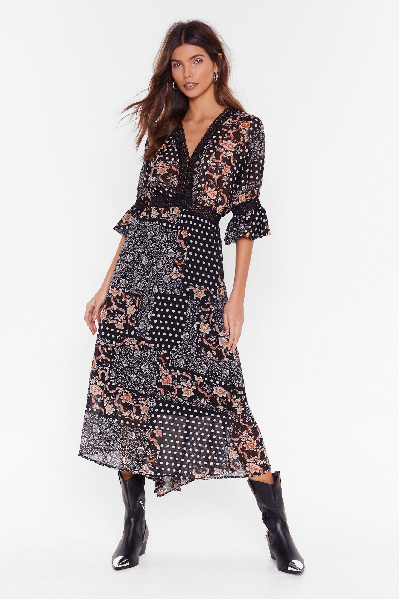 Womens Patch Me If You Can Mixed Print Maxi Dress - Black | NastyGal (US & CA)