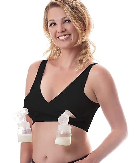 Rumina's Hands Free Classic Pump&Nurse Adjustable Pumping Bra for All Breast Pumps, Black M | Amazon (US)