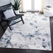 Doogie Abstract Area Rug in Ivory/Navy | Wayfair North America