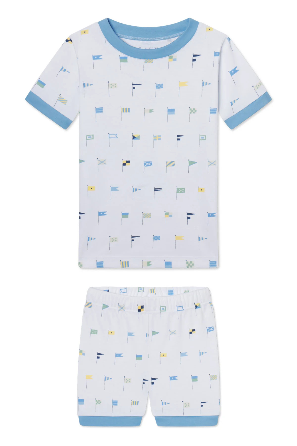 Kids Shorts Set in Baltic Blue Nautical Flags | Lake Pajamas