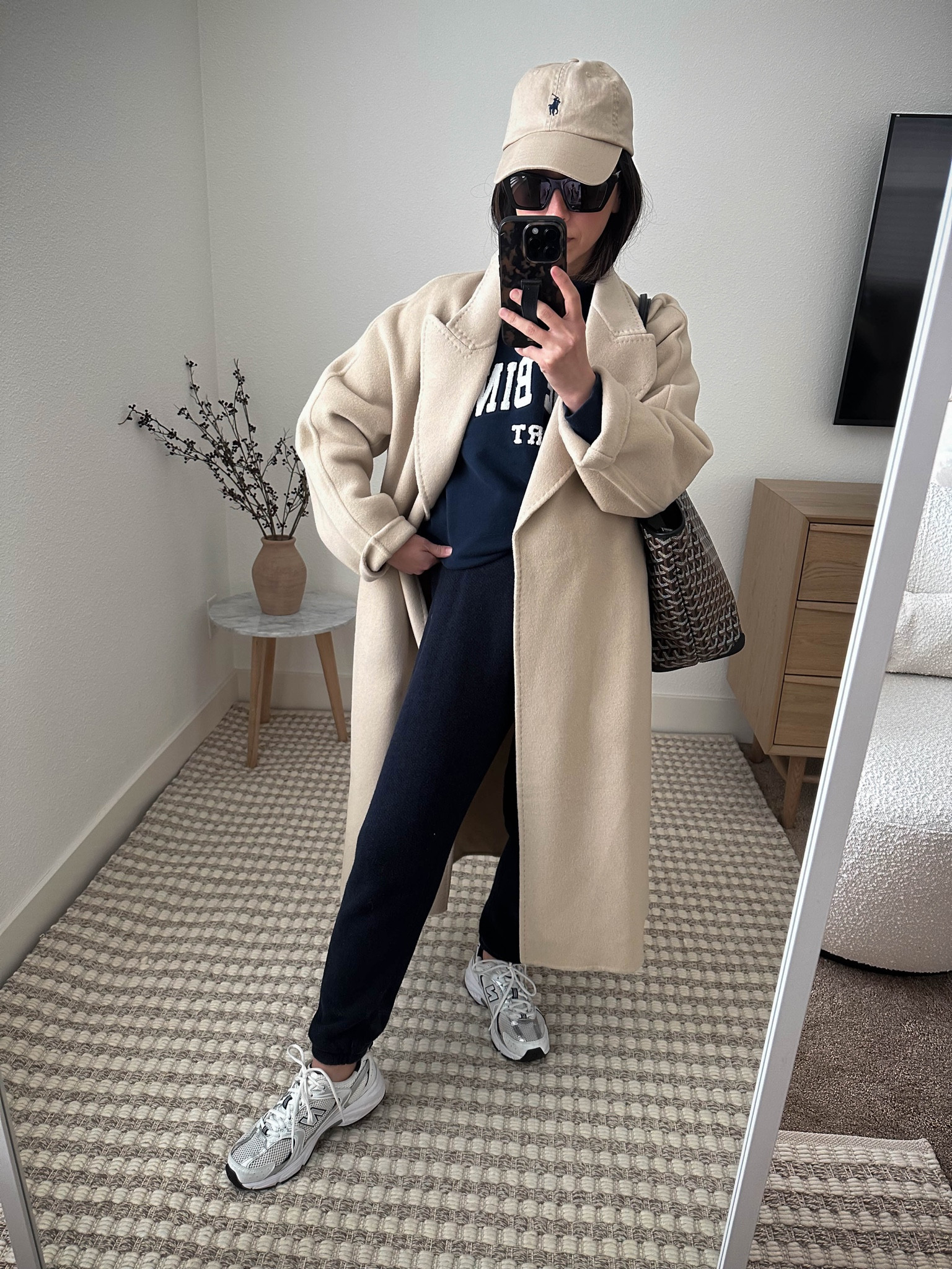 Athleisure wear. Cream coat styled. School drop off outfit ideas. 

Coat - Gentle Herd xs
Sweatshirt - Anine Bing small
Sweats - Jenni Kayne xs
Sneakers - New Balance 530 4.5 men’s. 
Tote - Goyard Artois 
Hat - Polo Ralph Lauren 
Sunglasses - YSL Mica 

Petite style, tonal style, neutral outfit, capsule wardrobe, minimal Style, street style outfits

#LTKstyletip #LTKitbag #LTKshoecrush