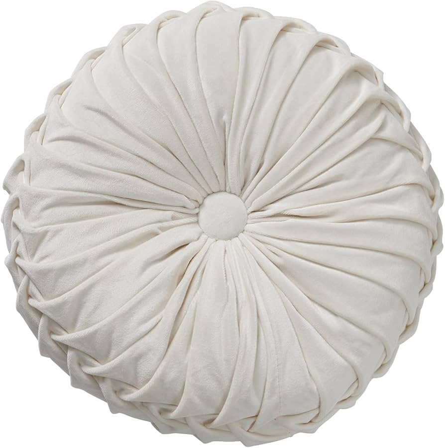 Jiuqianli Round Throw Pillow Velvet Home Decoration Soft Pleated Pumpkin Round Floor Cushion for ... | Amazon (US)