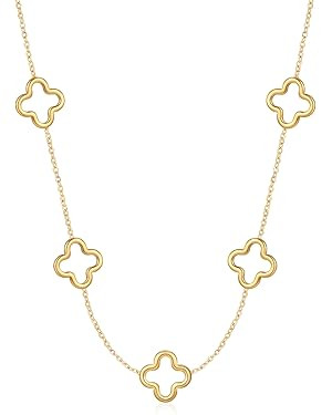 YADUDA Dainty Gold Silver Four Leaf Clover Necklace Clover Pendant Station Necklaces for Women 18... | Amazon (US)