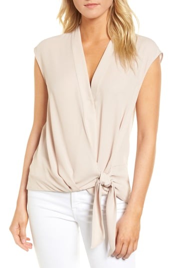 Women's Trouve Wrap Top, Size X-Small - Beige | Nordstrom