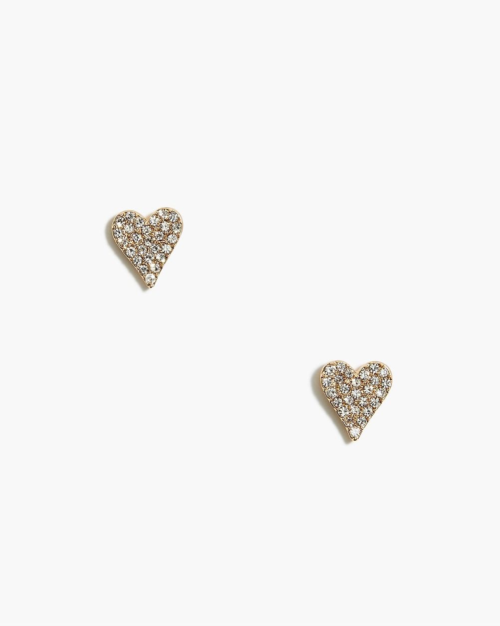 Pavé crystal heart stud earrings | J.Crew Factory