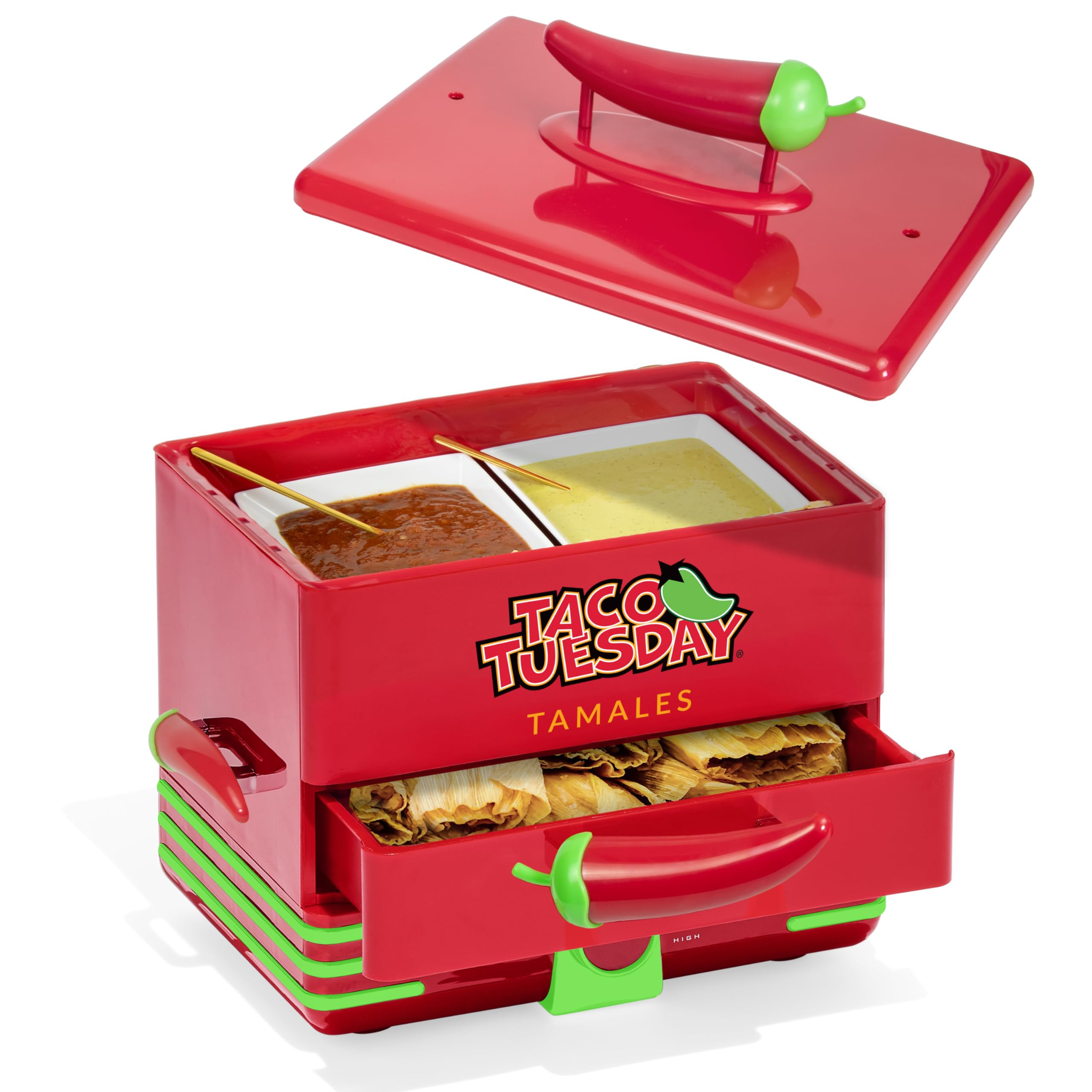 Nostalgia Taco Tuesday Tamales Steamer - Veggie, Pot Sticker, Hot Dog, Egg, & Hot Tamale 2 Tier F... | Amazon (US)