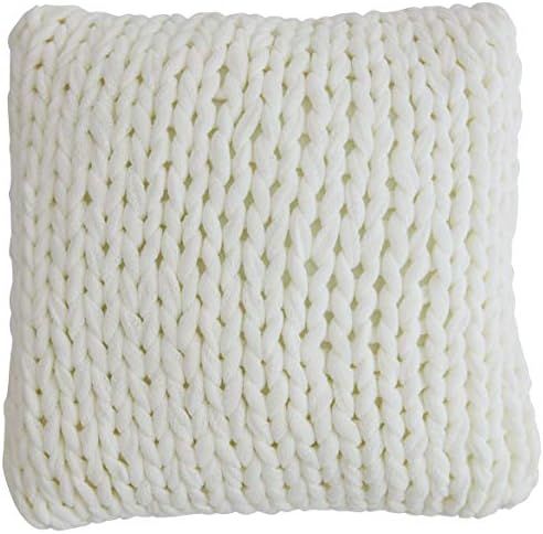 Cheer Collection Chunky Cable Knit Throw Pillow , 18" x 18" Decorative Couch Pillow (Ivory) | Amazon (US)