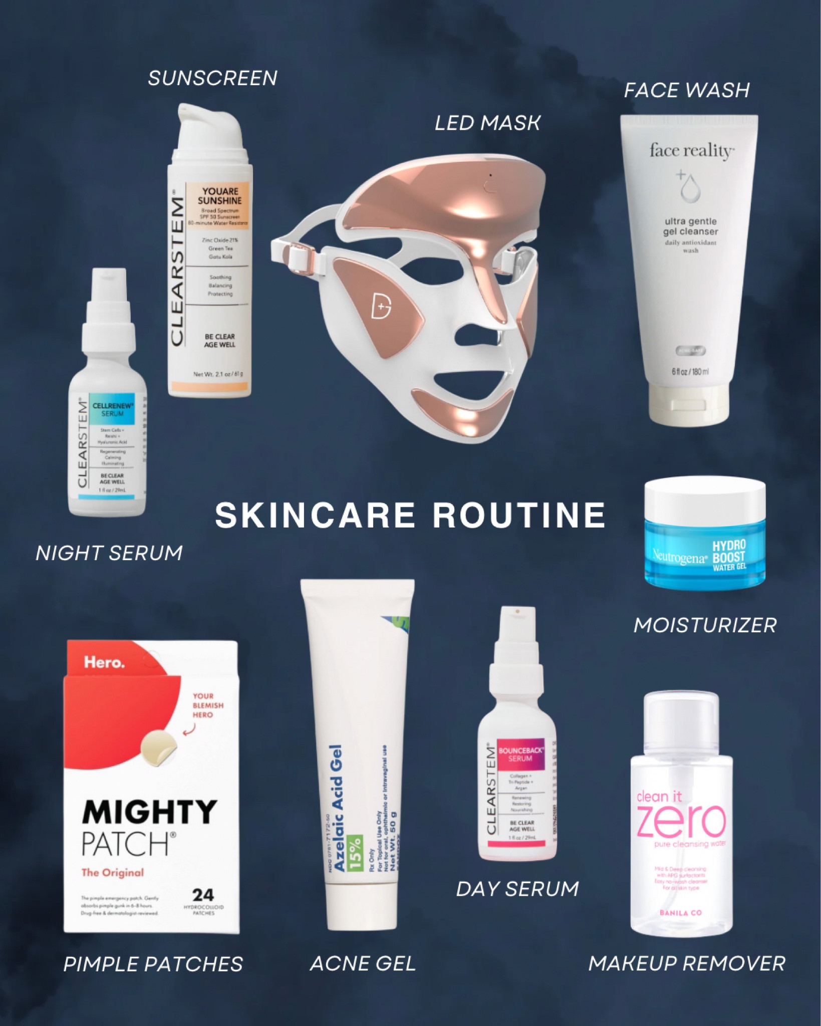 current skincare routine:
LED face masks, micellar water, cleansing gel, stem cell serum, prescription azelaic acid gel, pimple patches, peptide serum, hydrating moisturizer gel, mineral sunscreen. 
I go for a gel version of everything and check the ingredients of each product to avoid clogging the pore and it’s really been helping ✨

#LTKBeauty #LTKFindsUnder100
