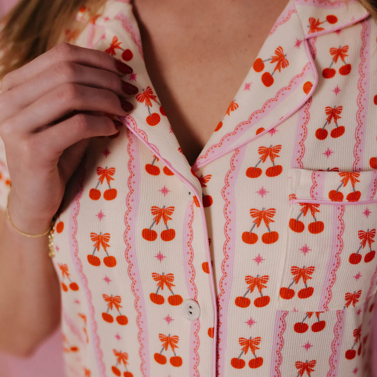 Cherry Bow Cropped Pajamas - Adult | Staykation