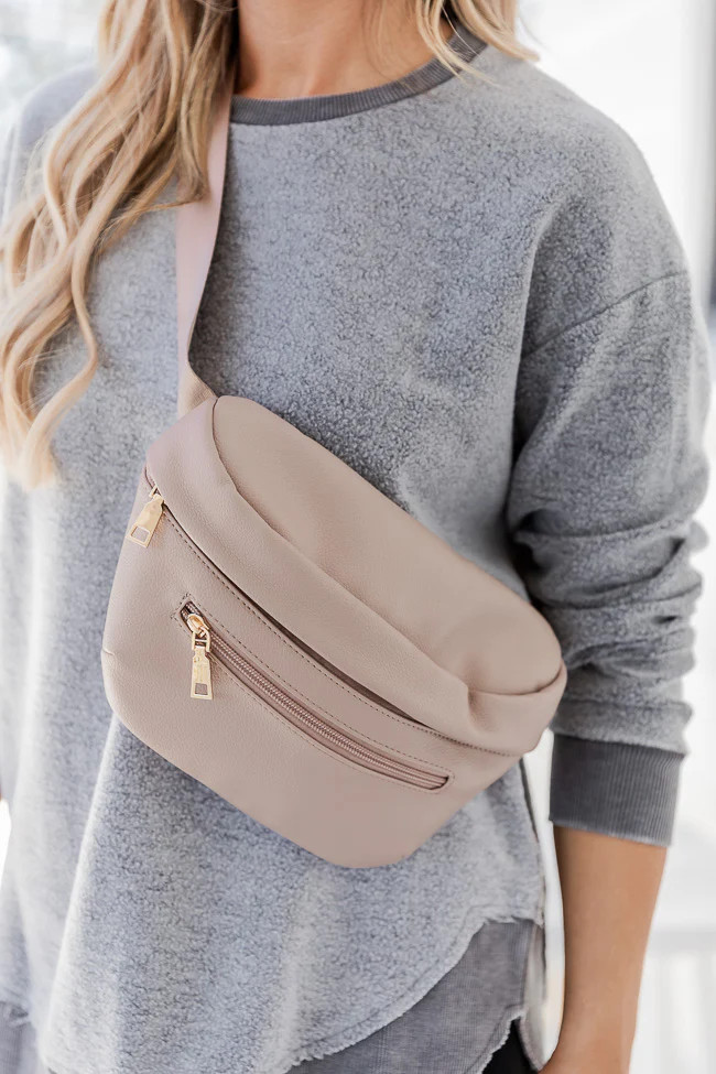 Wish You Were Taupe Leather Belt Bag | Pink Lily