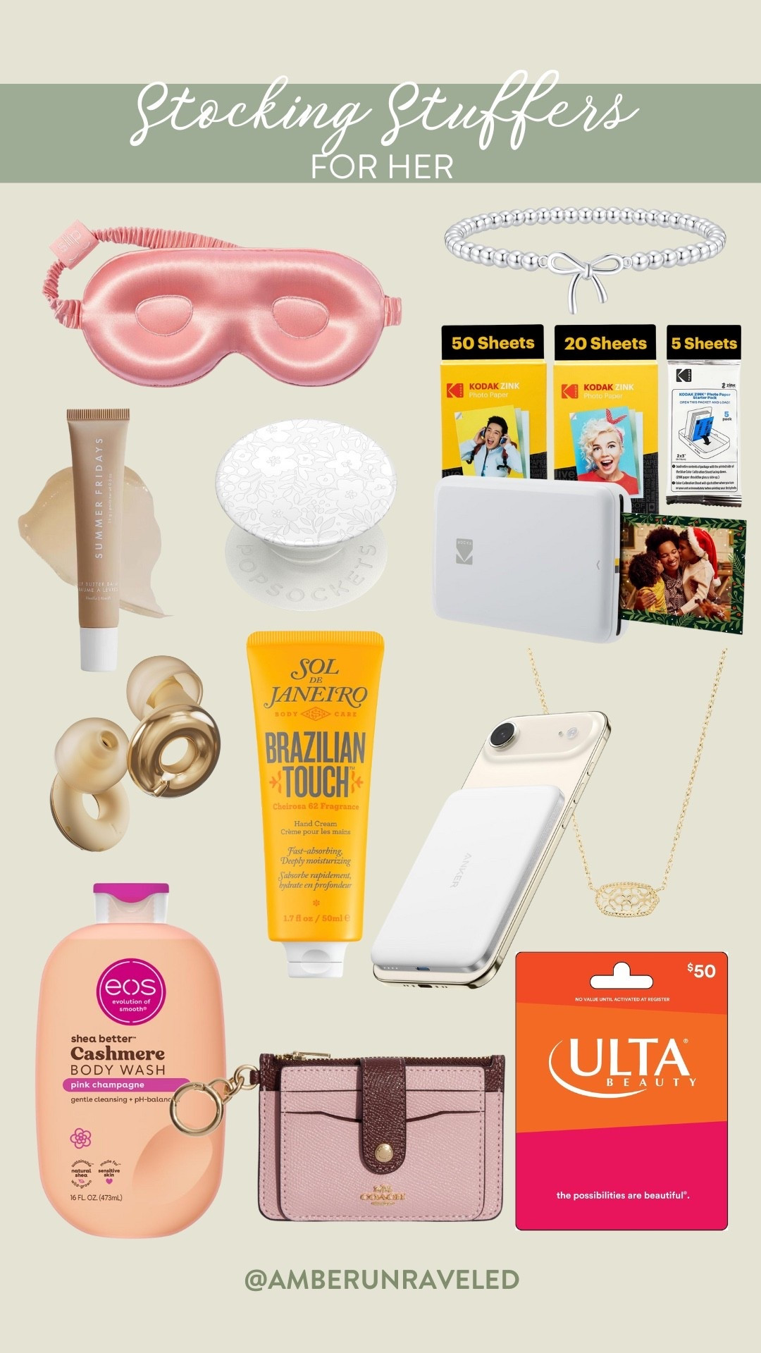 Stocking stuffer ideas that scream self-care! From the soft cashmere body wash to the Sol de Janeiro brazilian touch cream and that cute satin sleep mask, these are perfect for a little holiday pampering. Don't forget the Ulta gift card!

little luxuries, body care, beauty essentials, compact camera, dainty accessories, amazon finds, affordable gifts

#LTKSeasonal #LTKHoliday #LTKFindsUnder50