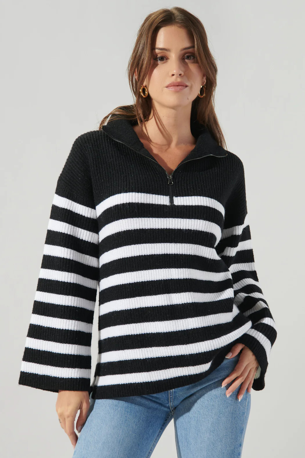 Coastal Striped Half Zip Sweater | Sugarlips