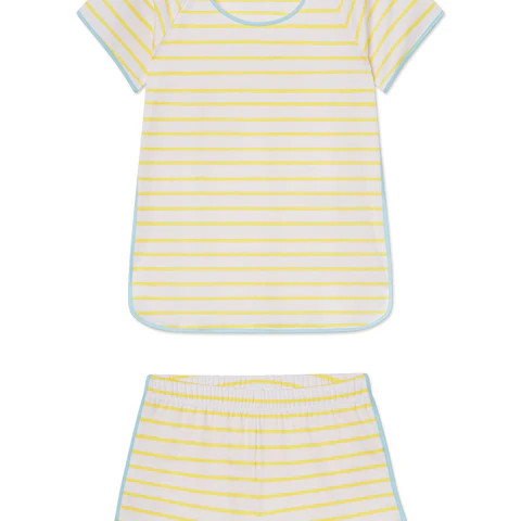 Pima Shorts Set in Zest Anchor Stripe | Lake Pajamas