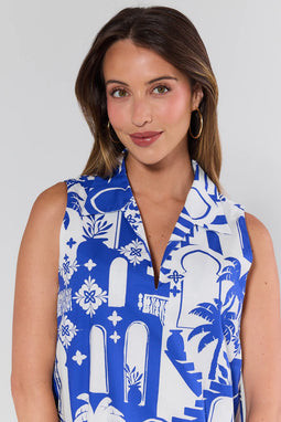 Ellen Blue Moroccan Short Dress | Avara