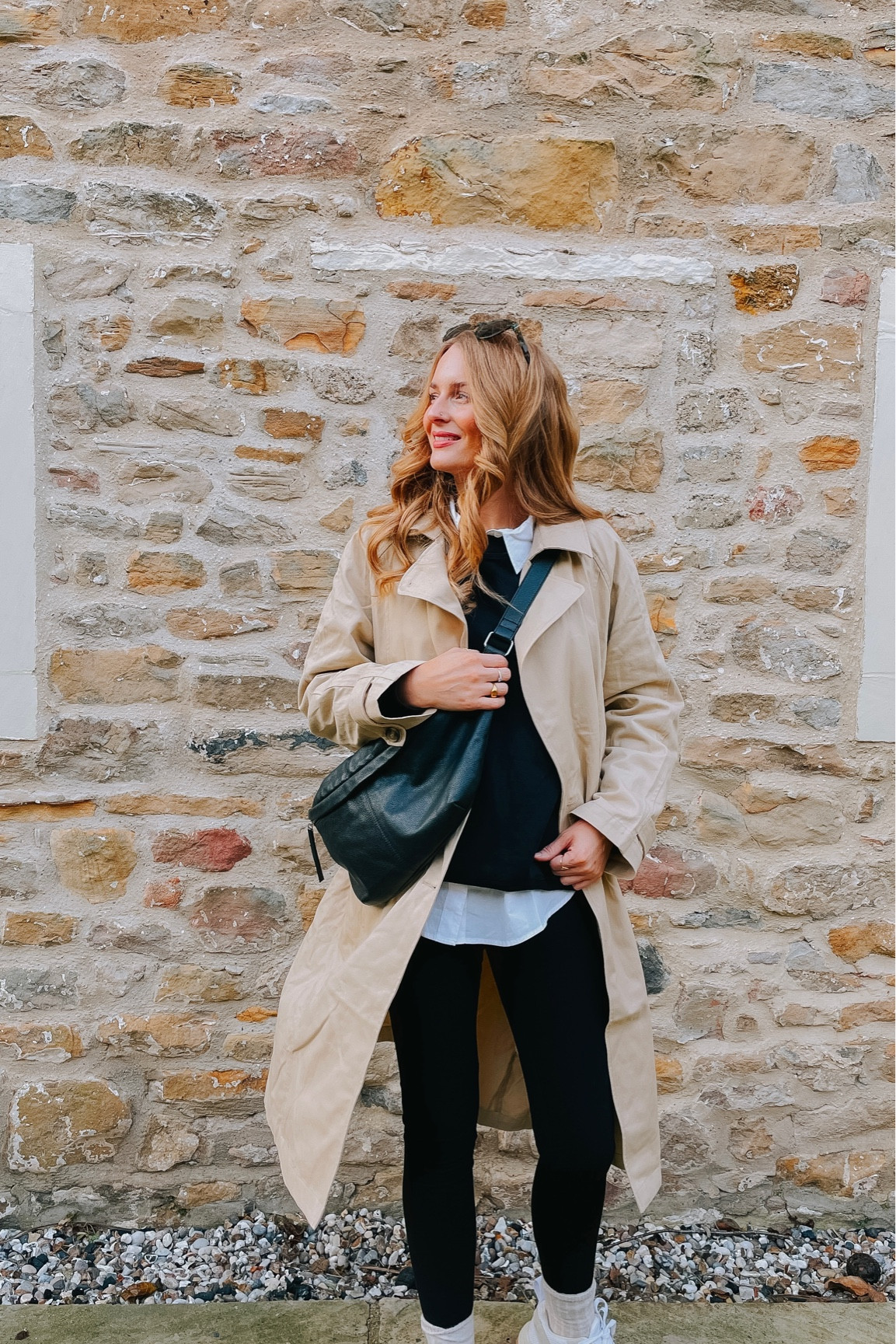 Casual school run outfit leggings Mac trench coat white shirt bumbag crossover bag minimal Veja 

#LTKFind #LTKSeasonal #LTKeurope