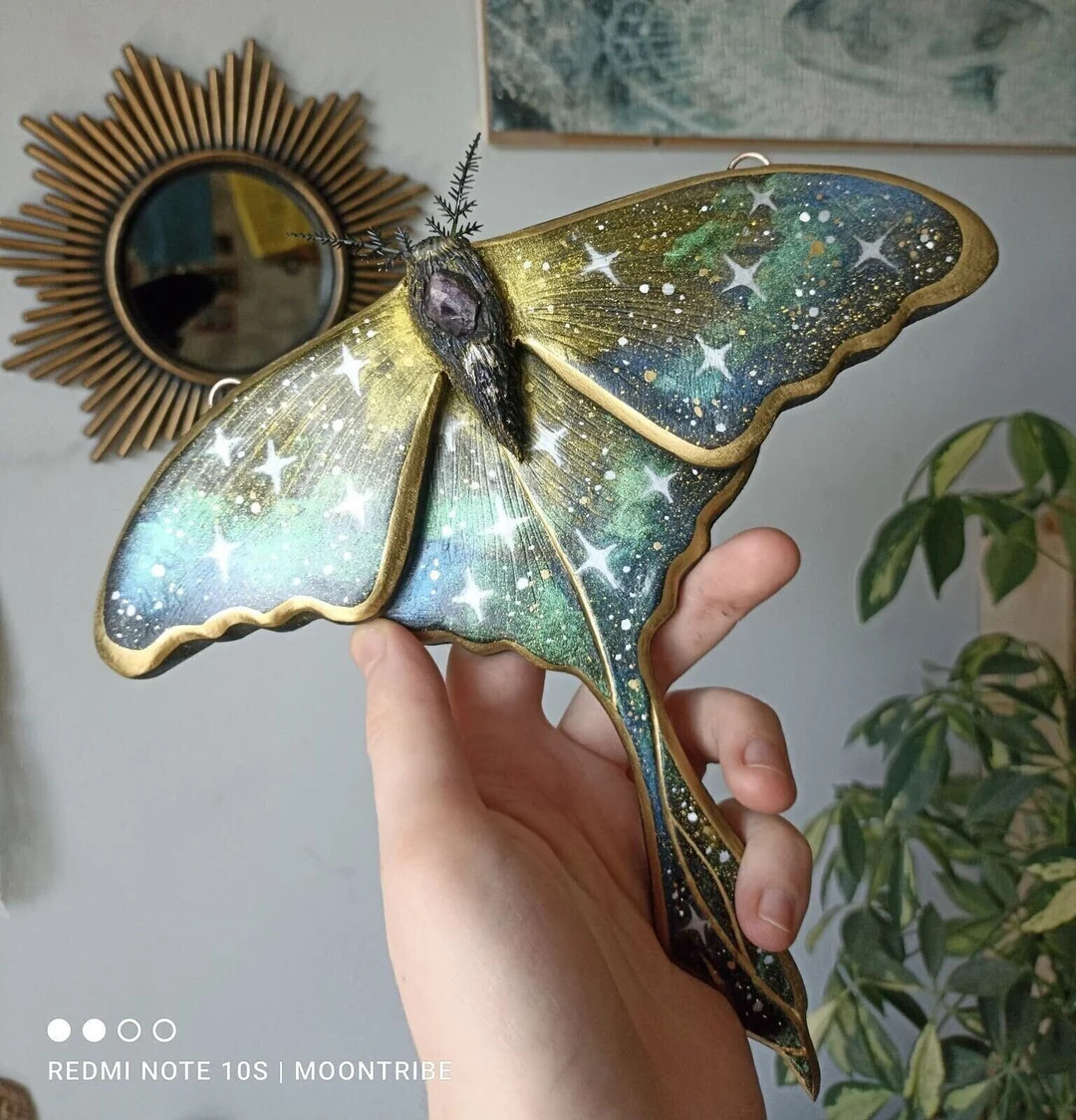 Handmade Celestial Moth Wall Decor: Cosmic Witch Clay Art | Astral Spirit | Whimsy Home - Etsy | Etsy (US)