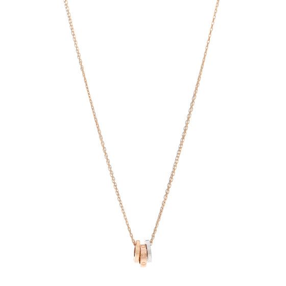 18K White Pink Gold Diamond Three Ring LOVE Pendant Necklace | FASHIONPHILE (US)