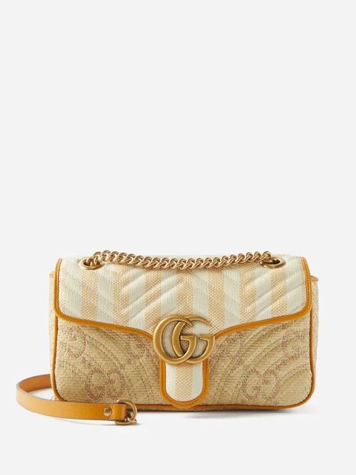 Gucci - GG Marmont 2.0 Faux-raffia Shoulder Bag - Womens - Beige White | Matches (US)