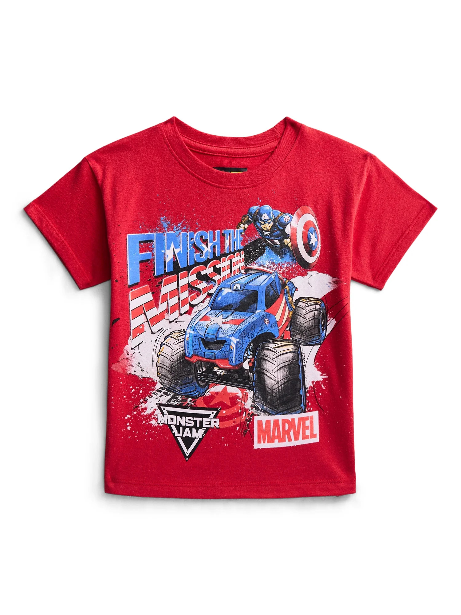 Monster Jam Toddler Short Sleeve Graphic Americana Crewneck T-Shirt, Sizes 12 Months-5T | Walmart (US)
