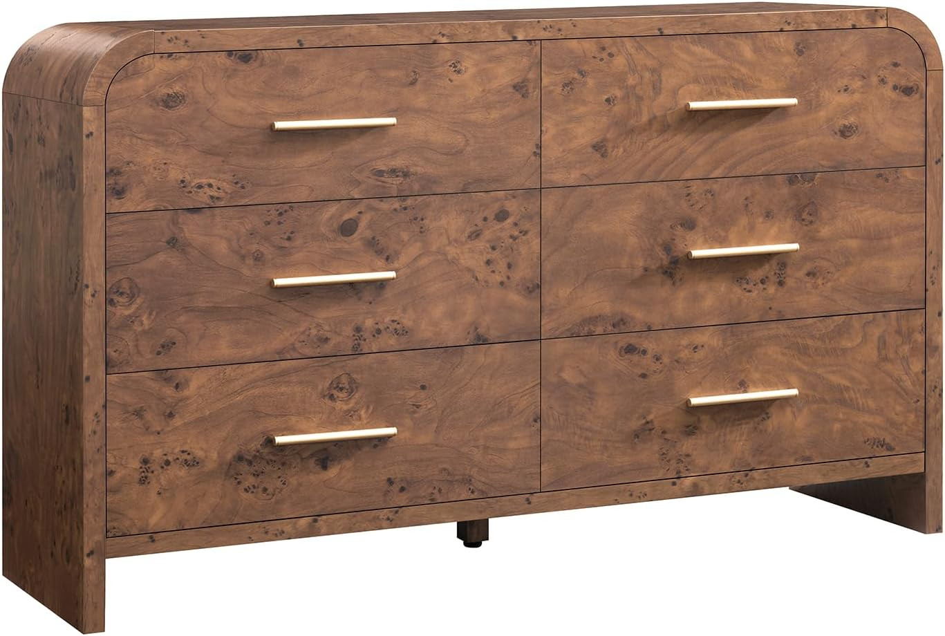 Curved 6 Drawer Dresser for Bedroom, 54'' Wide Chest of Drawers, Farmhouse Storage Cabinet for Ha... | Amazon (US)