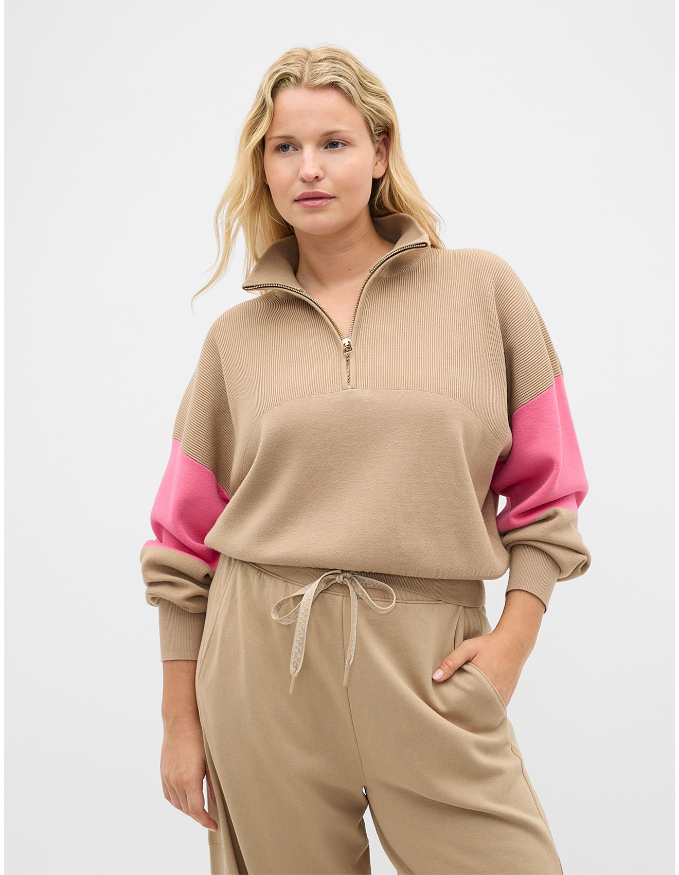 MD CONTRAST ZIP THROUGH KNIT | David Jones (Australia & New Zealand)