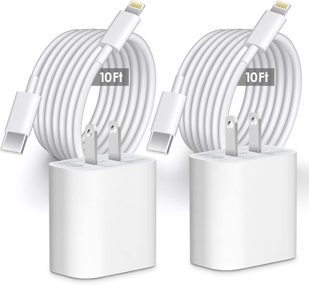 iPhone Charger 10 ft [MFi Certified] 20W USB C Charger with 10ft Fast Charging Parallel Cable for... | Amazon (US)