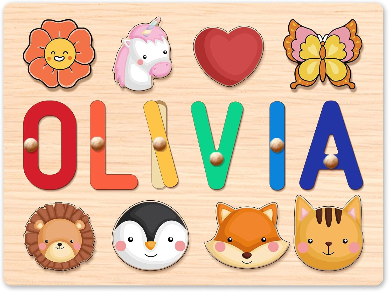 Personalized Wooden Name Puzzle for Toddlers 1-3 - Custom Baby Sensory Toy Easter Basket Stuffers... | Amazon (US)