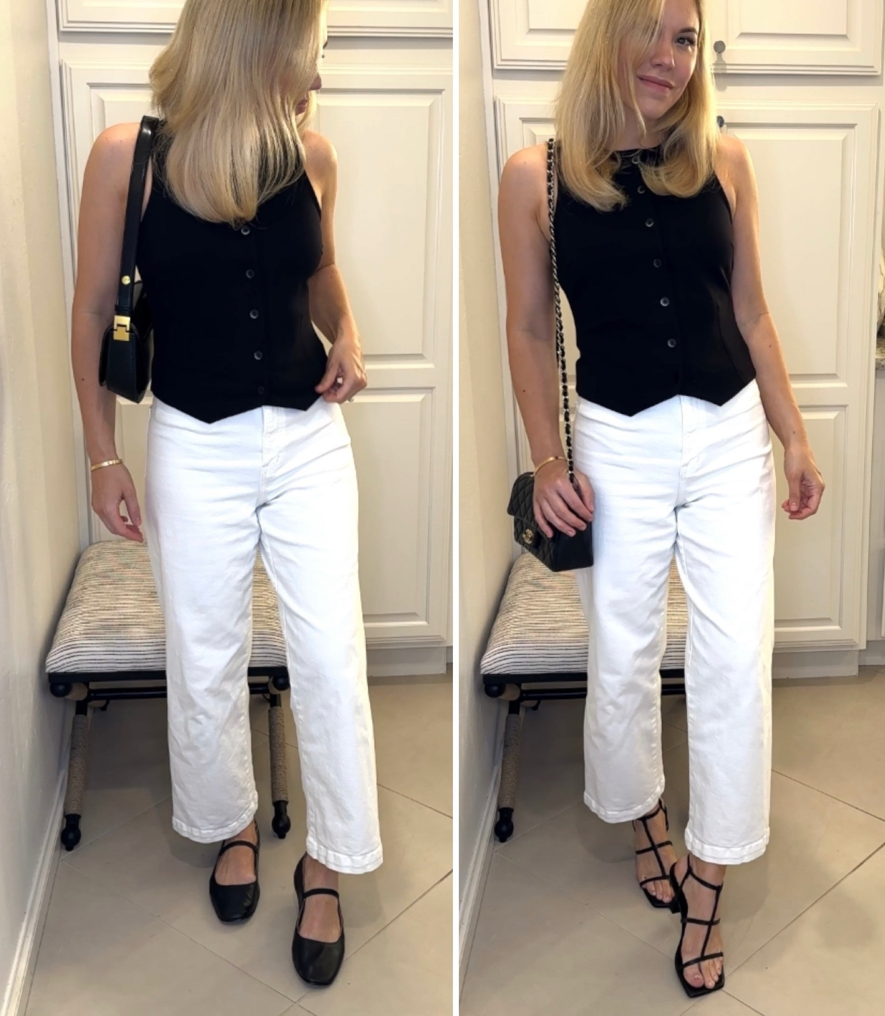 Black vest top
White jeans 
White denim

Summer outfit 
Summer jeans
Vacation outfit
Vacation 
Date night outfit
#Itkseasonal
#Itkover40
#Itku


#LTKShoeCrush #LTKFindsUnder100