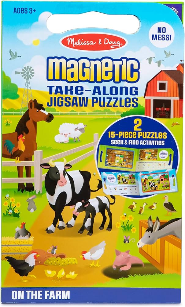 Melissa & Doug Take-Along Magnetic Jigsaw Puzzles Travel Toy On the Farm (2 15-Piece Puzzles) - P... | Amazon (US)