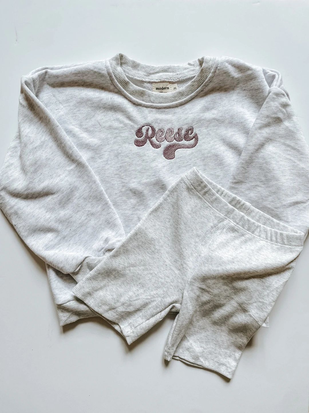 Infant Toddler Personalized Embroidered Name Oversized Crewneck Sweatshirt Biker Short Matching S... | Etsy (US)