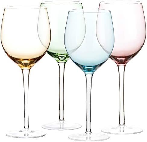 DIKO Colored Red Wine Glasses (Set of 4) - 15.7oz, Hand Blown Stemmed Glass for Red / White Wine | Amazon (US)