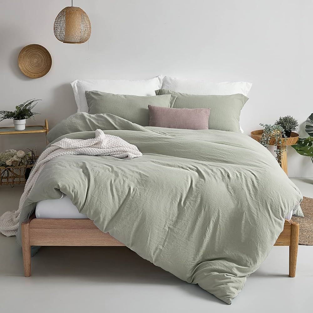 MILDLY Super Soft Duvet Cover - 100% Washed Microfiber October Mist Sage Comforter Cover Set 2 Pi... | Amazon (US)